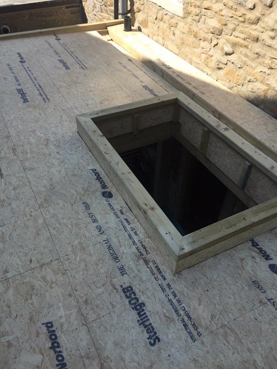 Grp Fibreglass Flat roof lantern to be installed